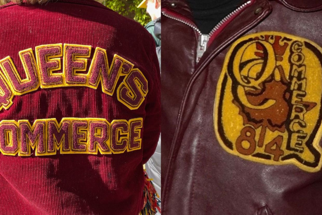 Close up of two Queen's Commerce Jackets 