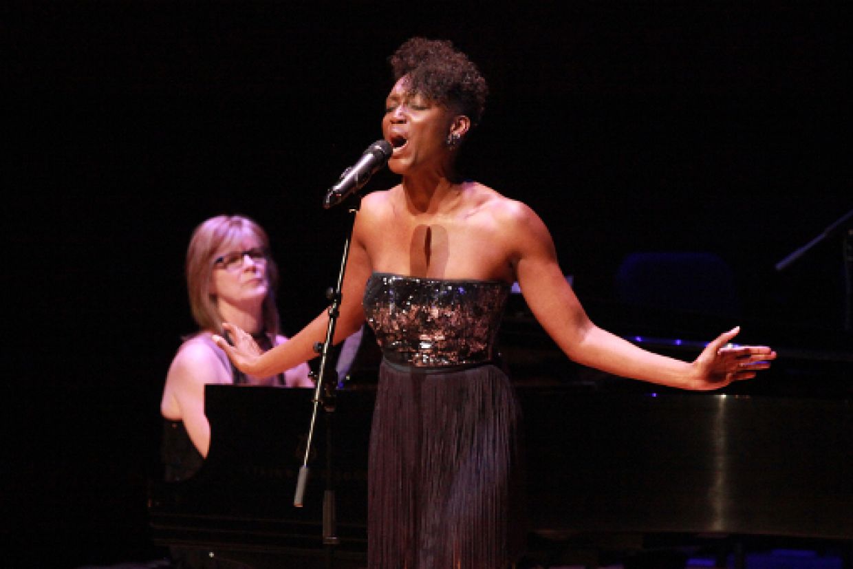 Alumna, Jewelle Blackman performs at the Isabel during the unveiling of the Dan School of Drama and Music.
