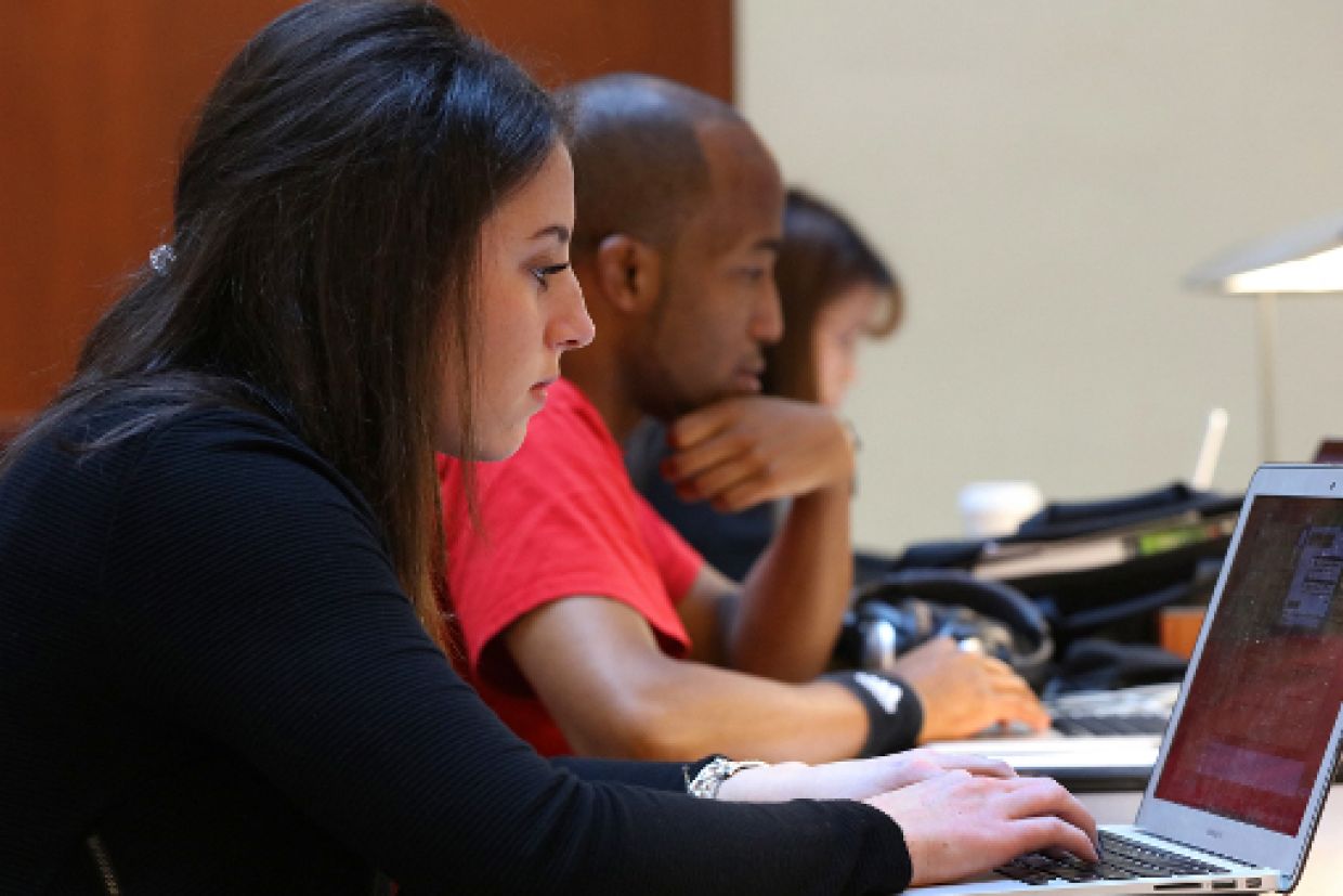 Students studying in the library