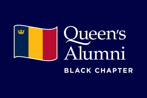 Queen's Alumni flag with Black Alumni Chapter wordmark
