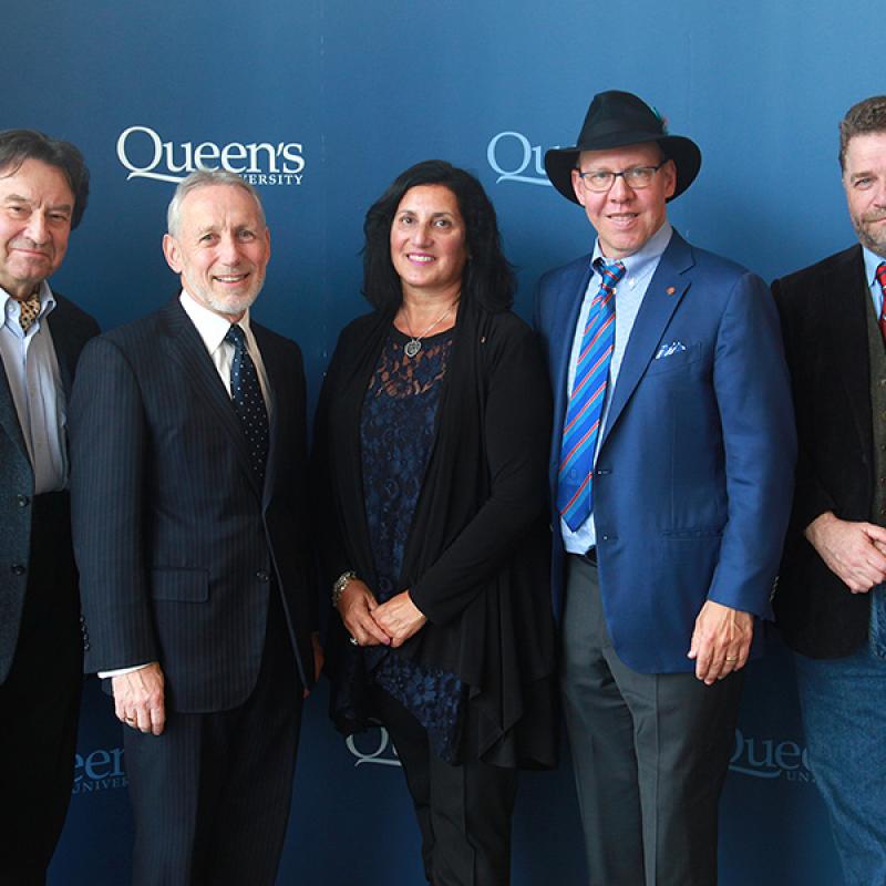 Ireneus Zuk, Interim Associate Director, Dan School of Drama and Music; Provost Alan Harrison; Marla and Aubrey Dan; and Craig Walker, Head of the Dan School of Drama and Music.