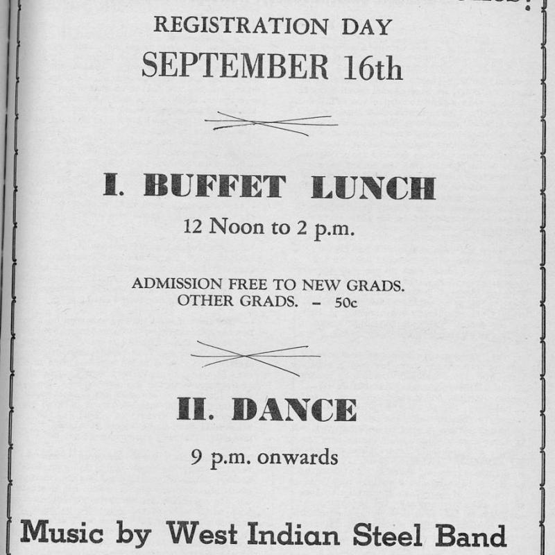 Grad Club poster for West Indian Steel Band