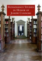Renaissance Studies In Honor of Joseph Connors