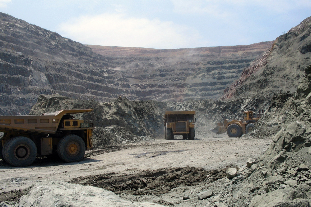 Heavy machinery operating within a major diamond mine in South Africa.