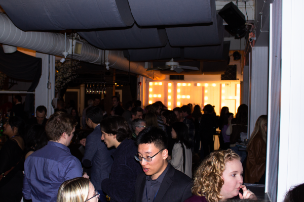 Queen's Film alumni event in Toronto at Fifth Social, crowd of alumni and students socializing