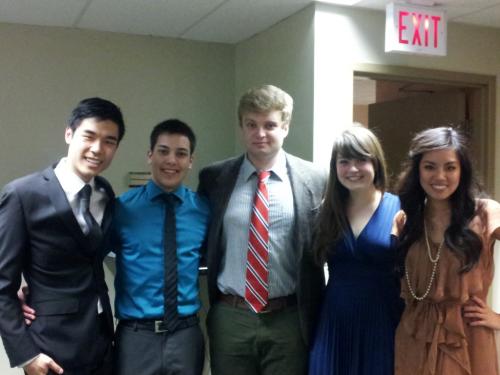 Five Students dressed up for a fancy event