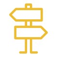 yellow icon of 2 directional arrows on a post