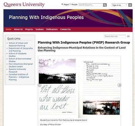 [Screenshot of website developed by SSWRP students]