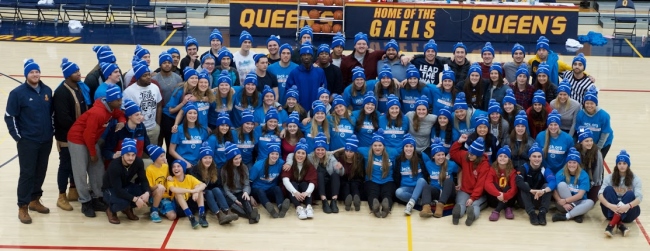 [Student-athletes sport Bell Let's Talk toques]