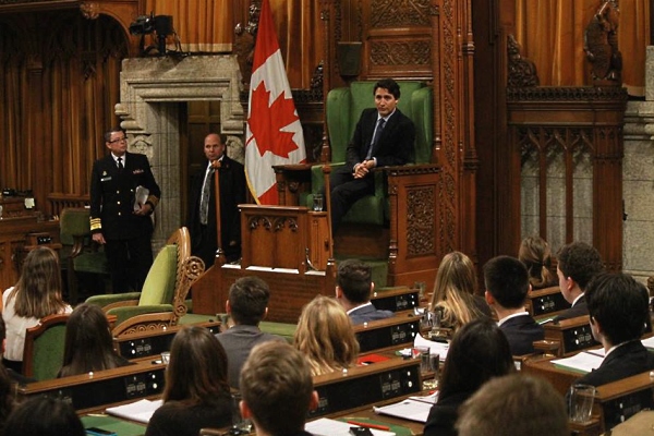 PM Justin Trudeau serves as Speaker during QMP in 2016]