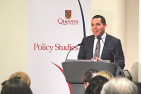 Natan Obed, President of the Inuit Tapiriit Kanatami, shares his knowledge of Inuit democracy and needs of Inuit communities. (Photo: University Communications)