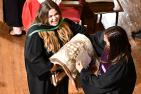 Aboriginal graduate receives a Pendleton blanket