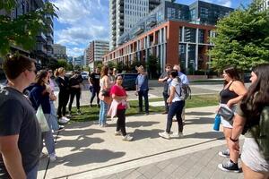 SURP students on walking tour of Ottawa on a sunny day