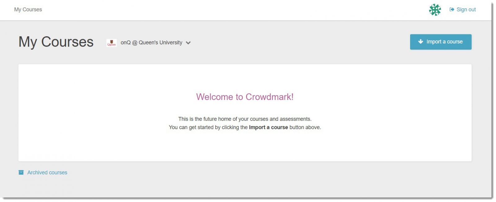 "Screenshot of Crowdmark Opening Page"