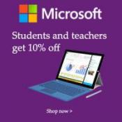 "Microsoft tile reading that students and teachers get 10 percent off"