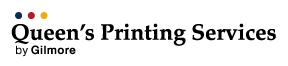 "Queen's printing services by Gilmore logo"