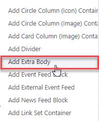 Selecting Extra Body Menu Item