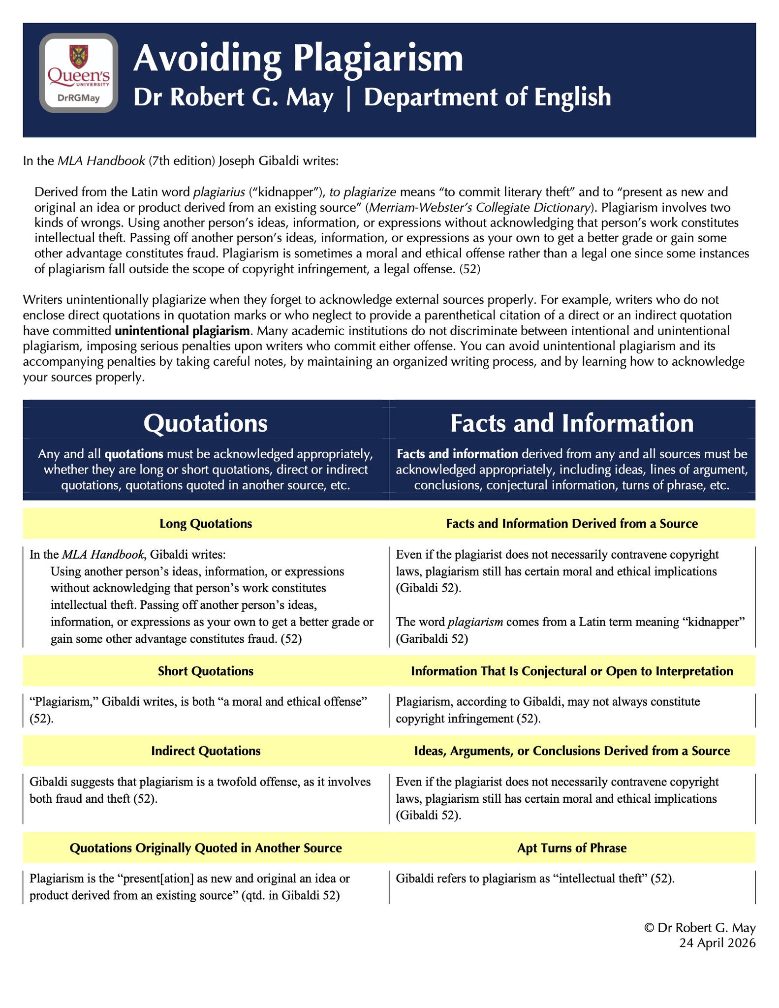 Avoiding Plagiarism