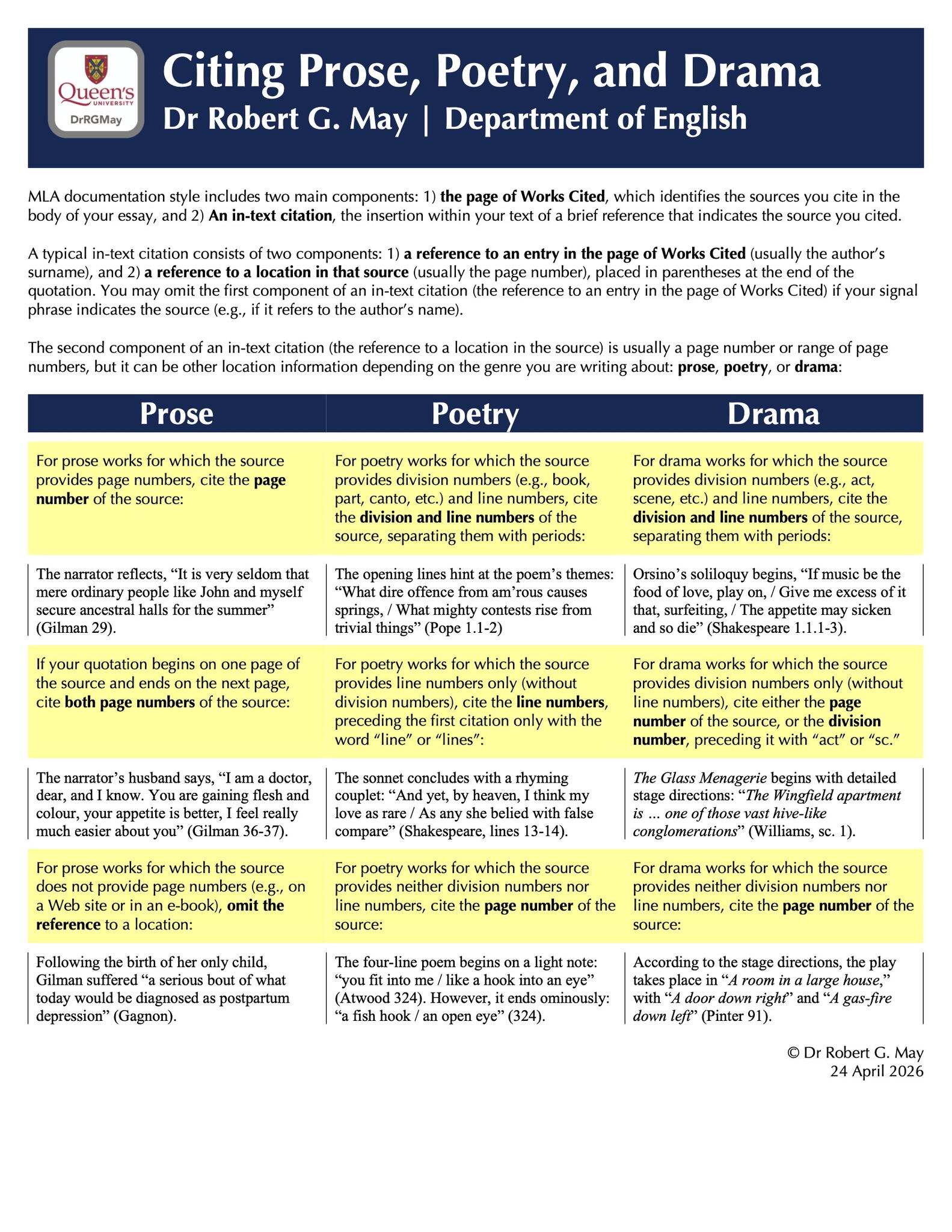 Citing Prose, Poetry, and Drama