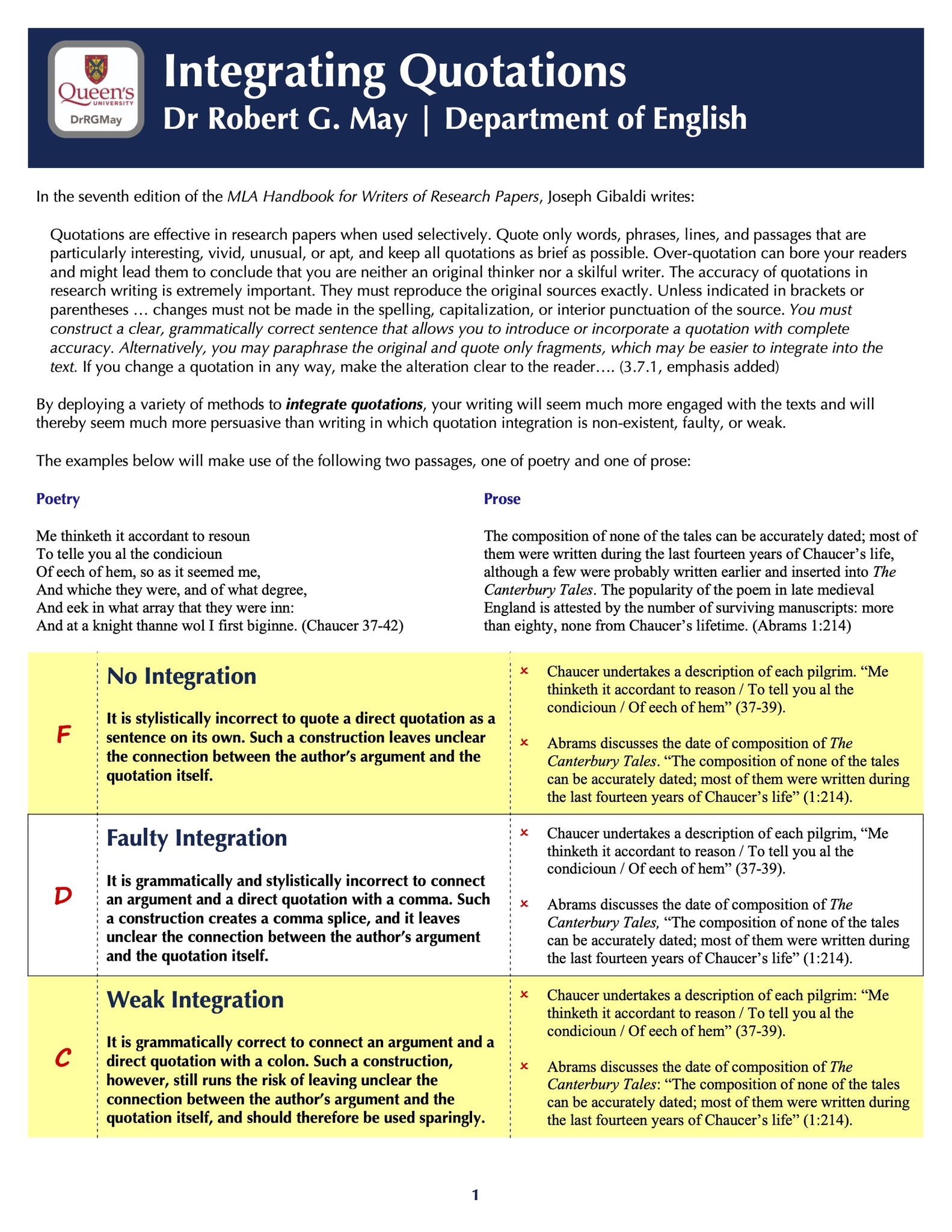 Integrating Quotations