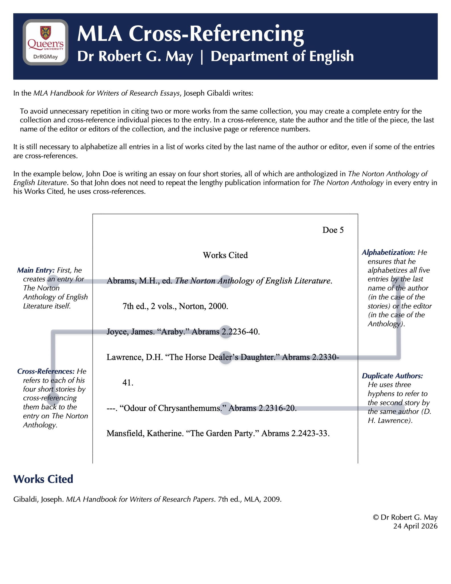 MLA Cross-Referencing