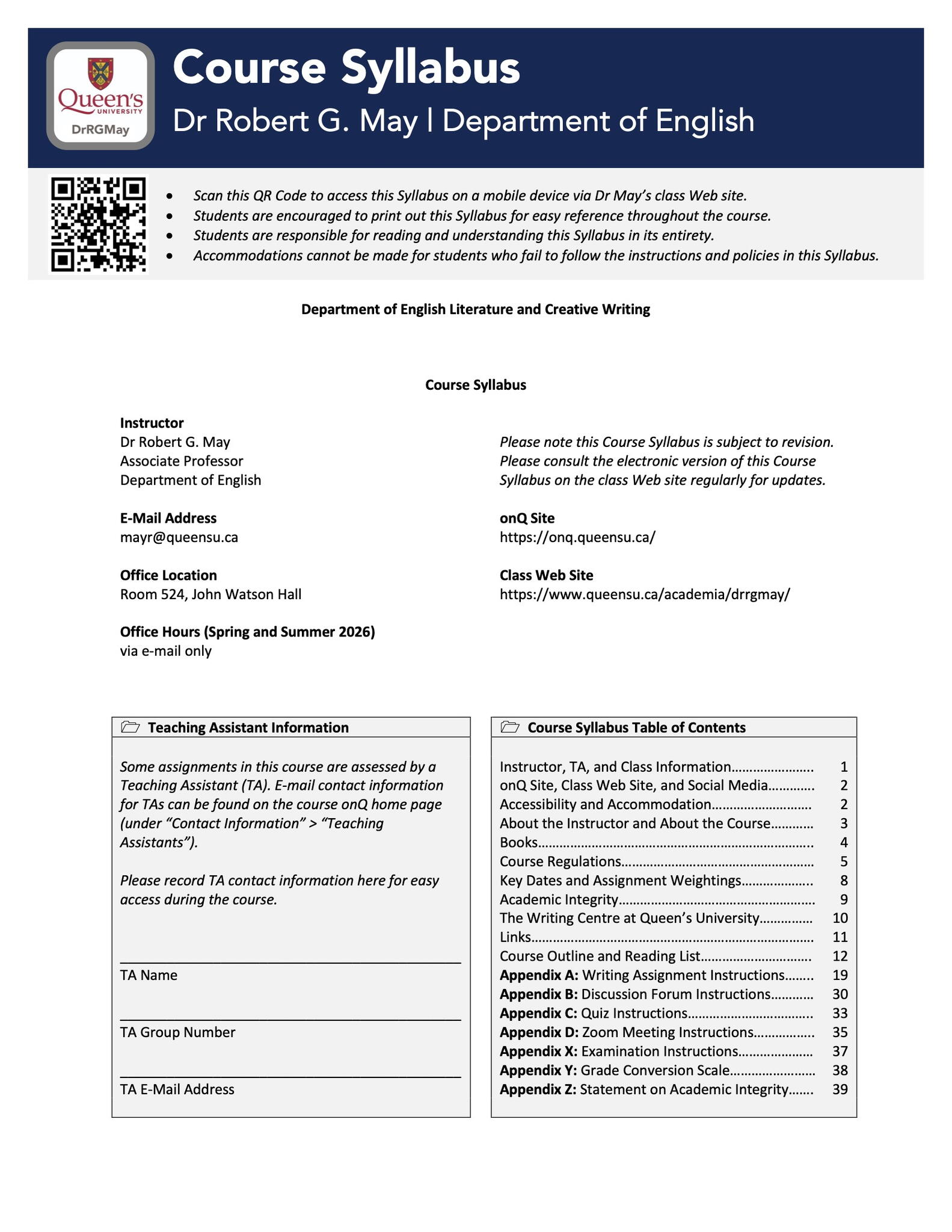 Course Syllabus