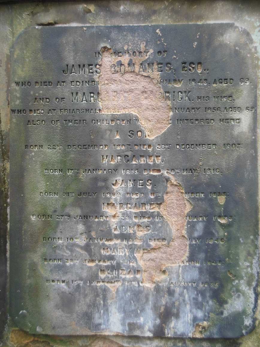 Photograph (in Edinburgh) kindly provided by John Pleins 