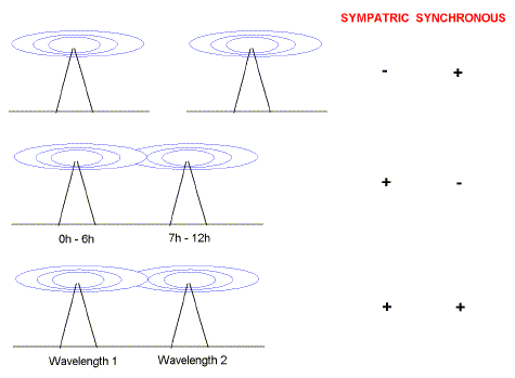 Three modes of radio transmission to prevent interference between signals