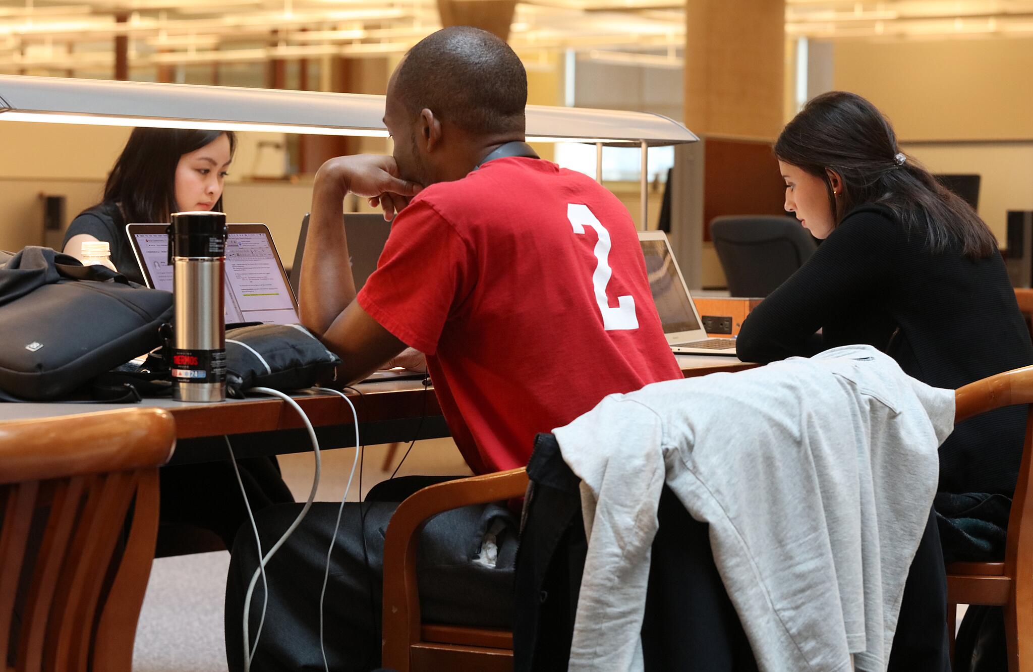Students studying at the library.