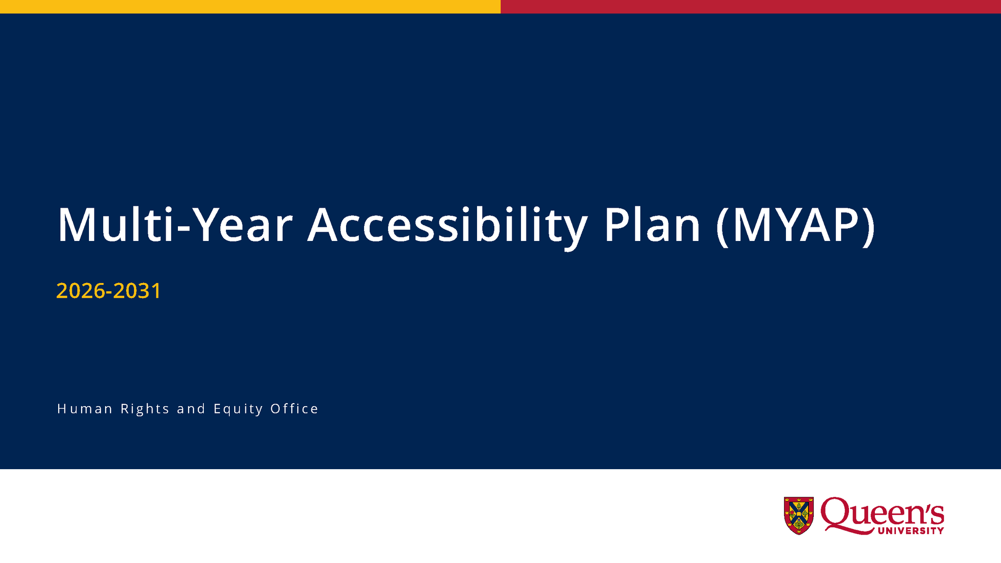 Multi-Year Accessibility Plan 2026-31 Cover page of PDF version