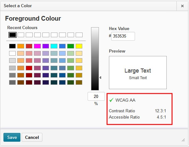 Select a Colour dialogue window