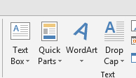 screenshot of things to avoid like text boxes, quick parts, word art and drop caps