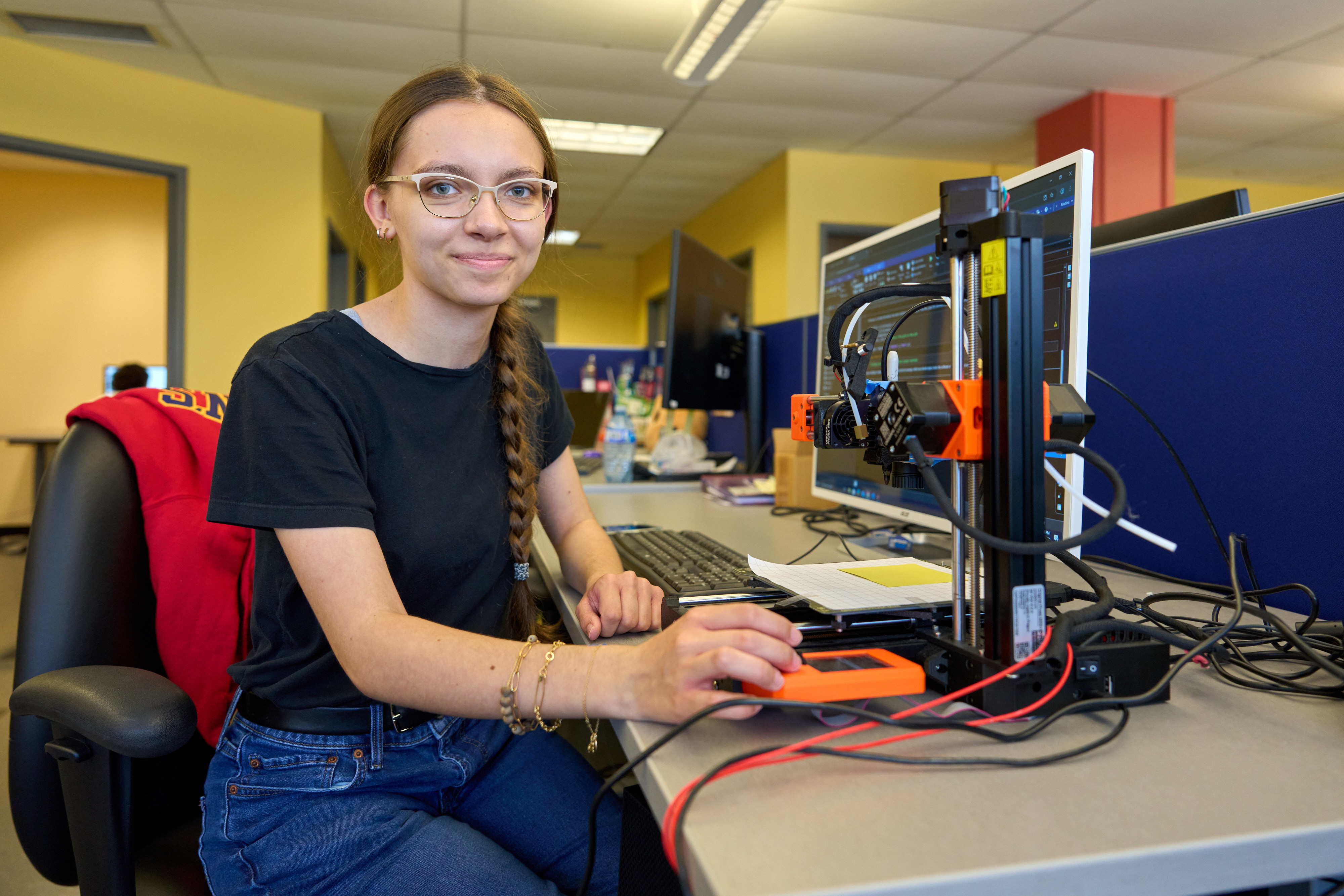 Computing student in the classroom