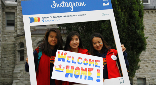 a group of students at spirit corner