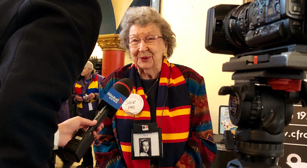 Shirley Purkis being interviewed