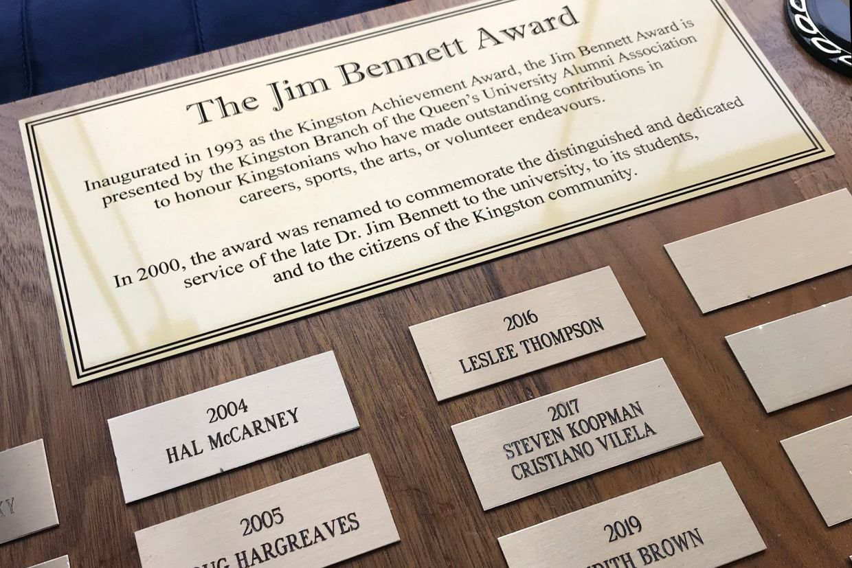 Jim Bennett Award plaque