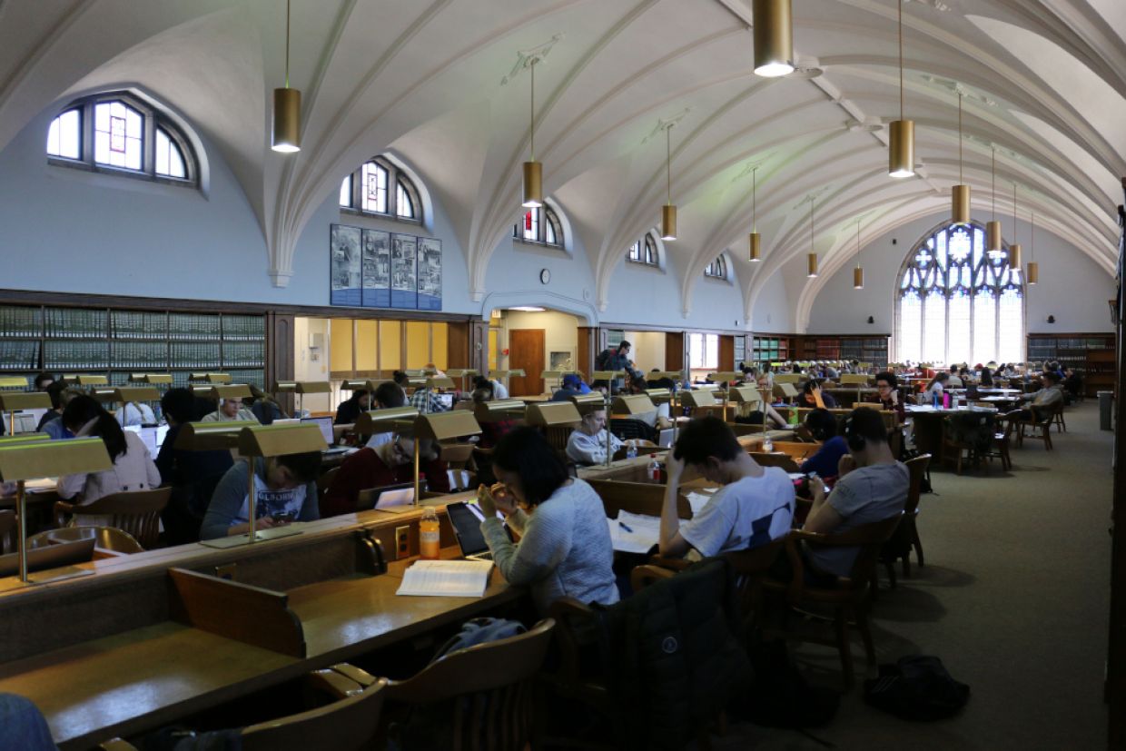 Students study in Douglas Library
