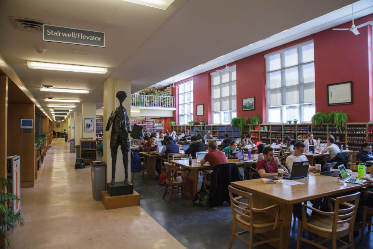 Students study in the law library