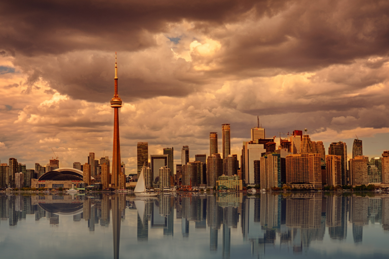 Toronto skyline from Lake Ontario including the CN Tower