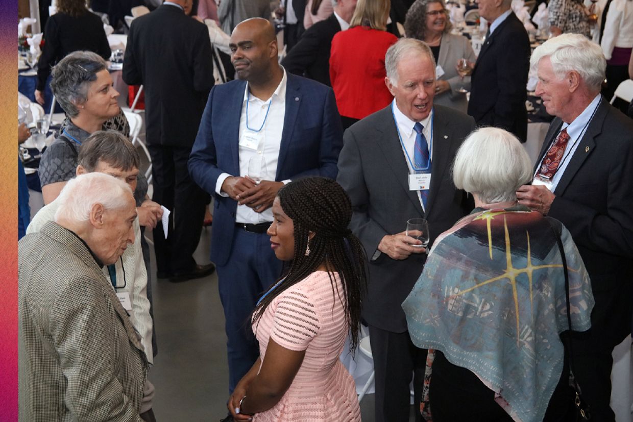 People laughing and smiling.