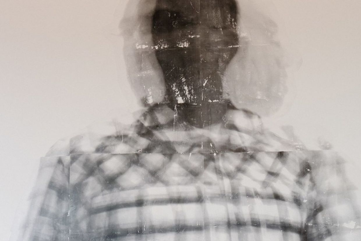 Sandra Brewster, Blur, 2019, gel transfer medium on paper. Collection of the artist