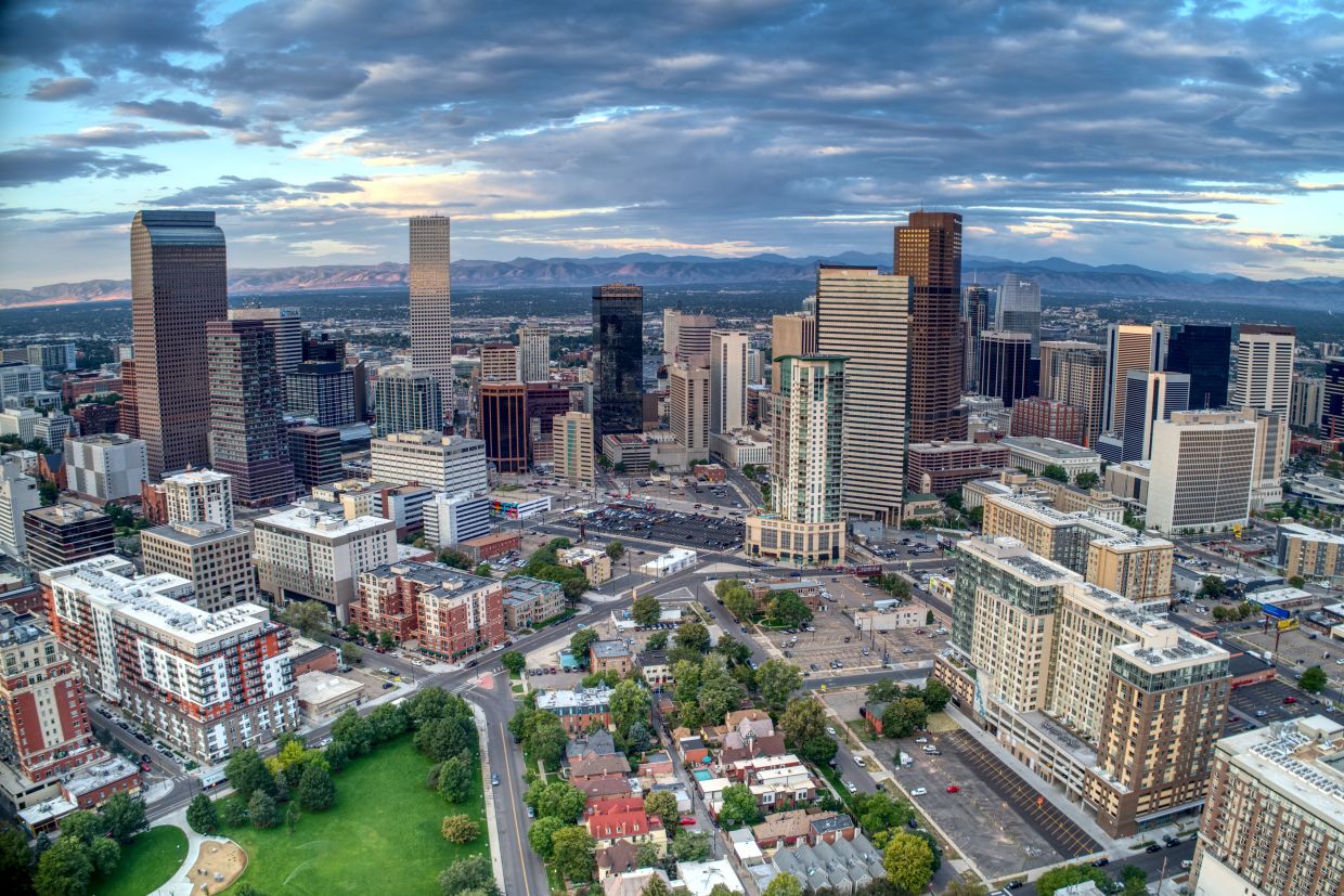 Aerial view of downtown Denver, Colorado.
