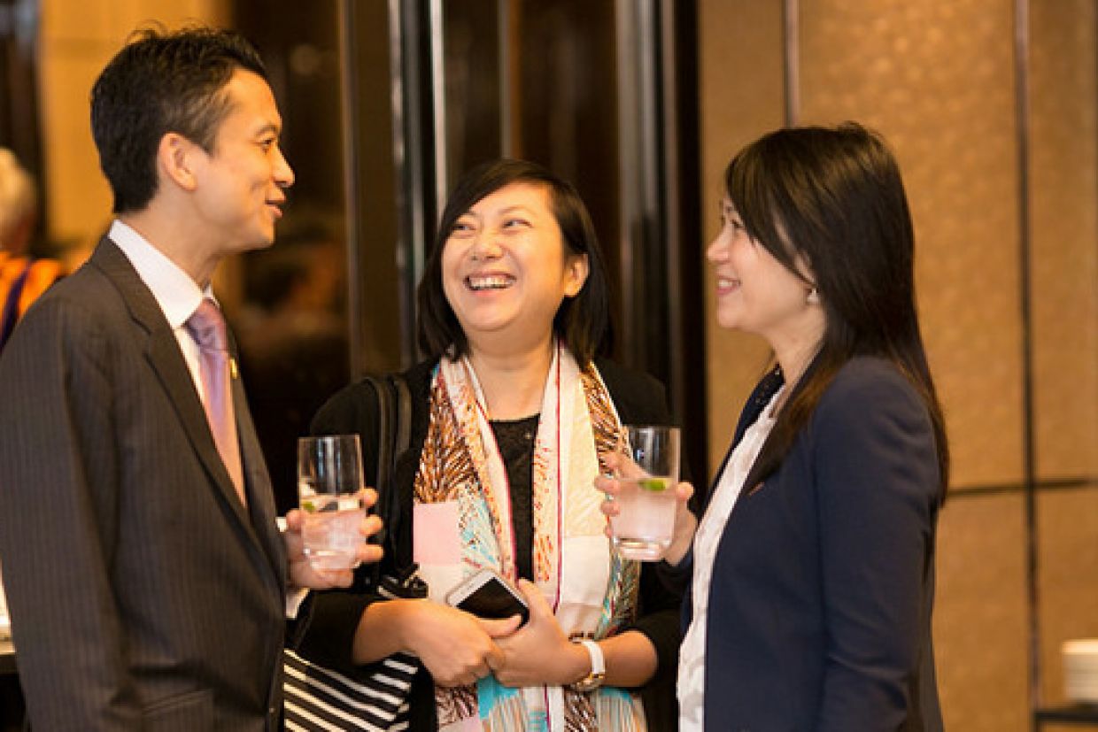 Alumni in conversation. 