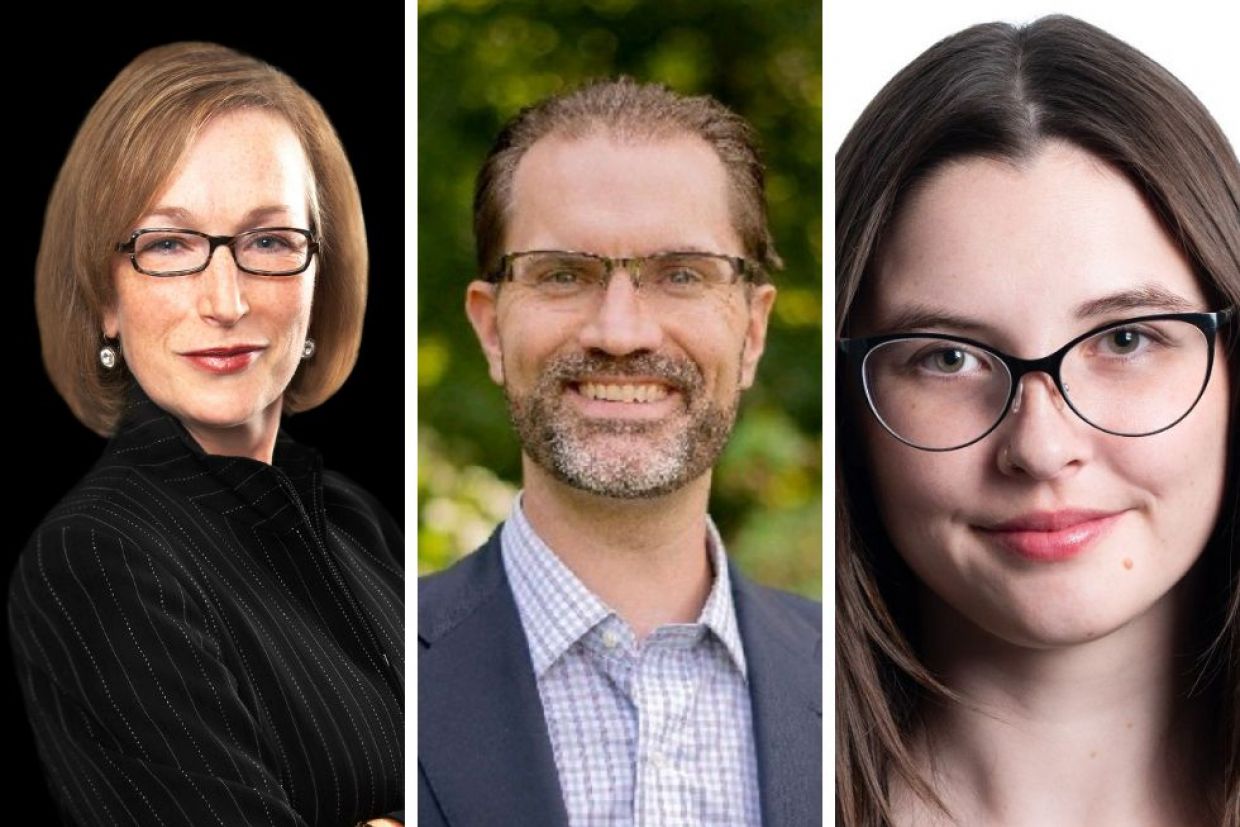 Photo grid of panelists from left to right: Kelley McKinnon, Brad Allgood, and Heather Bonnell