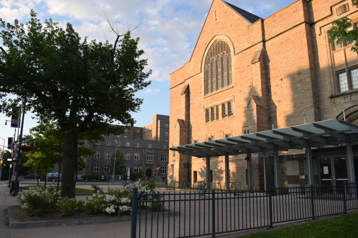 Douglas Library in the sun on a summer's day.