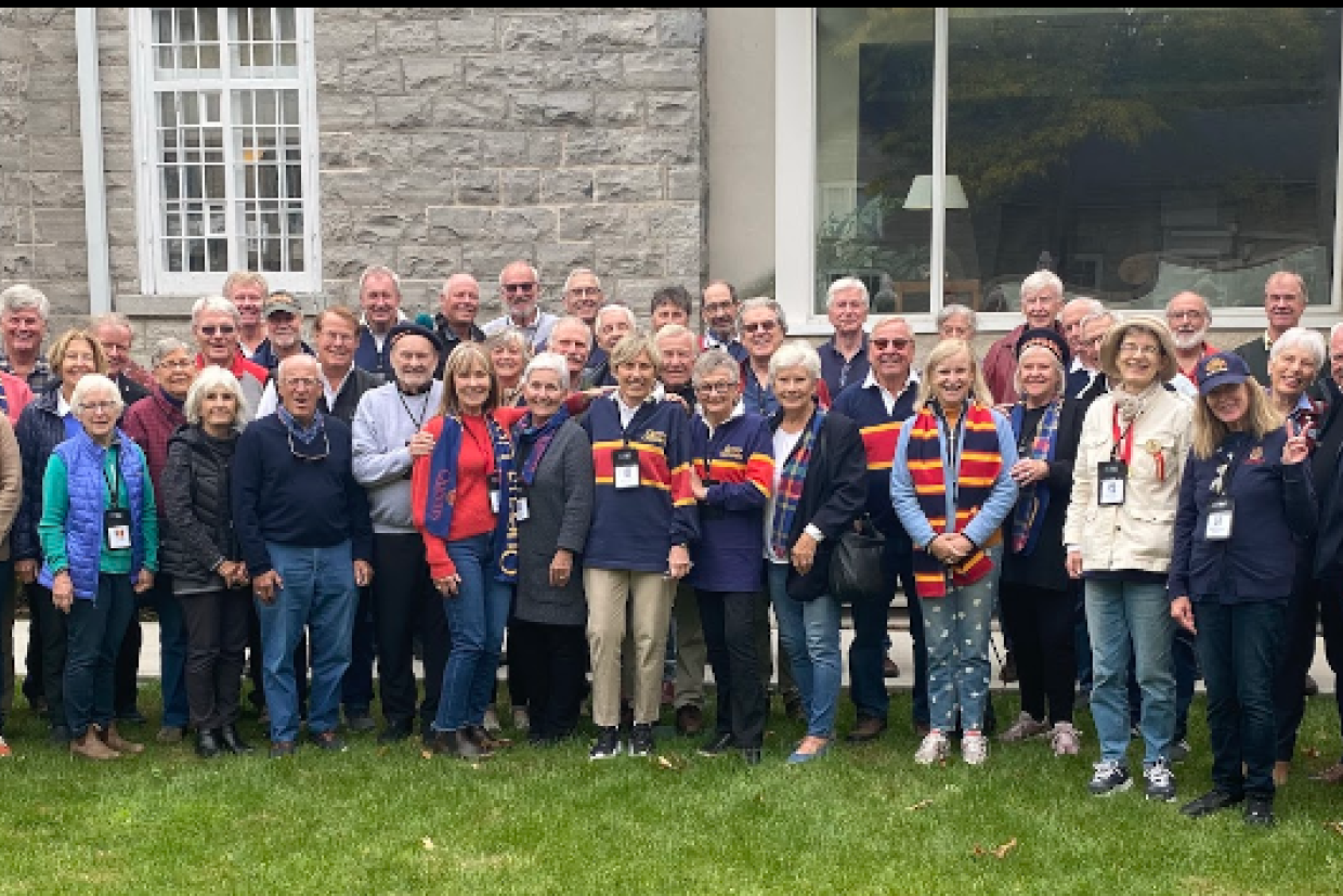 The Class of Arts, Com, PHE'71 standing outside the Donald Gordon Centre during their reunion.