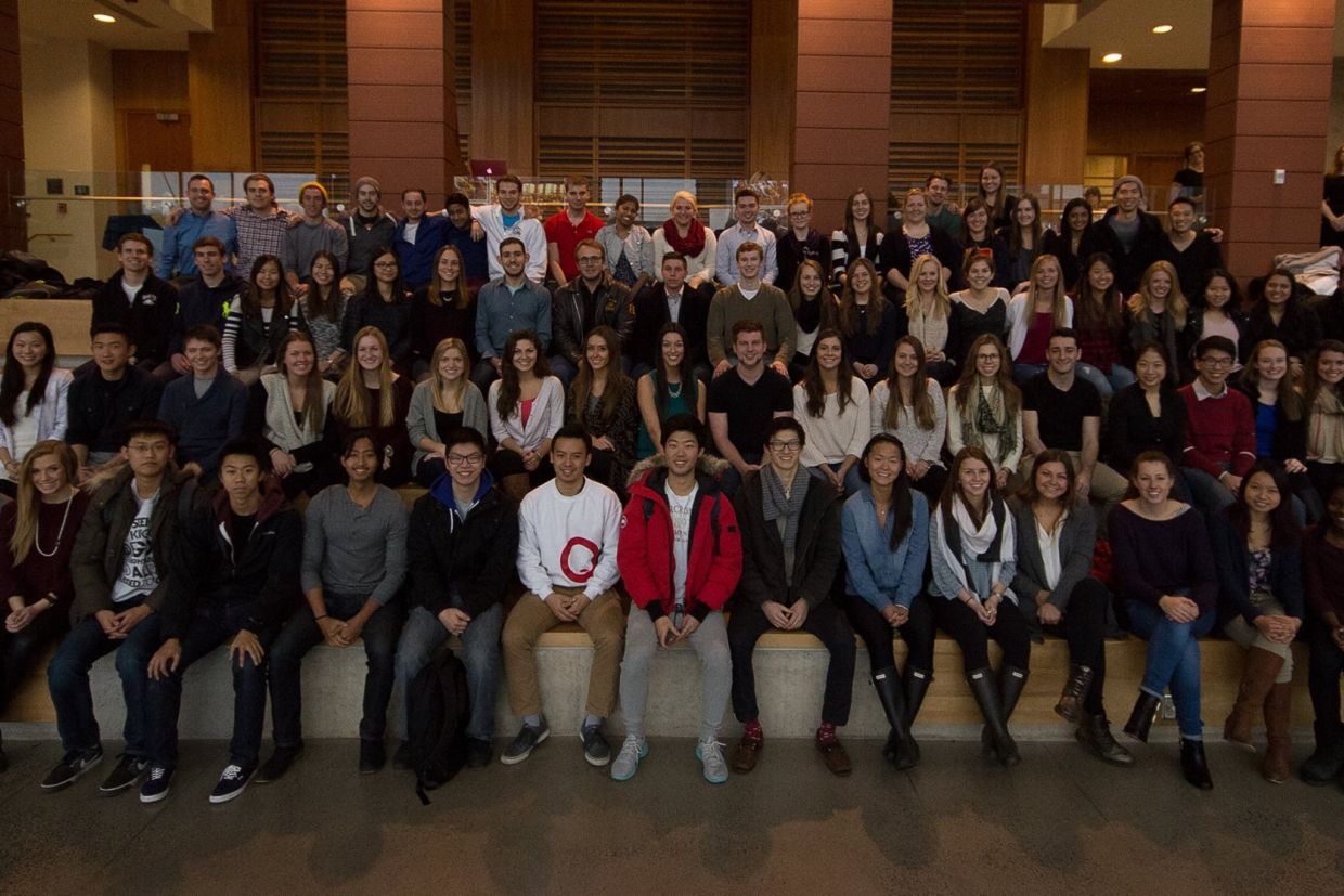 BCom'15 class photo in Goodes Commons