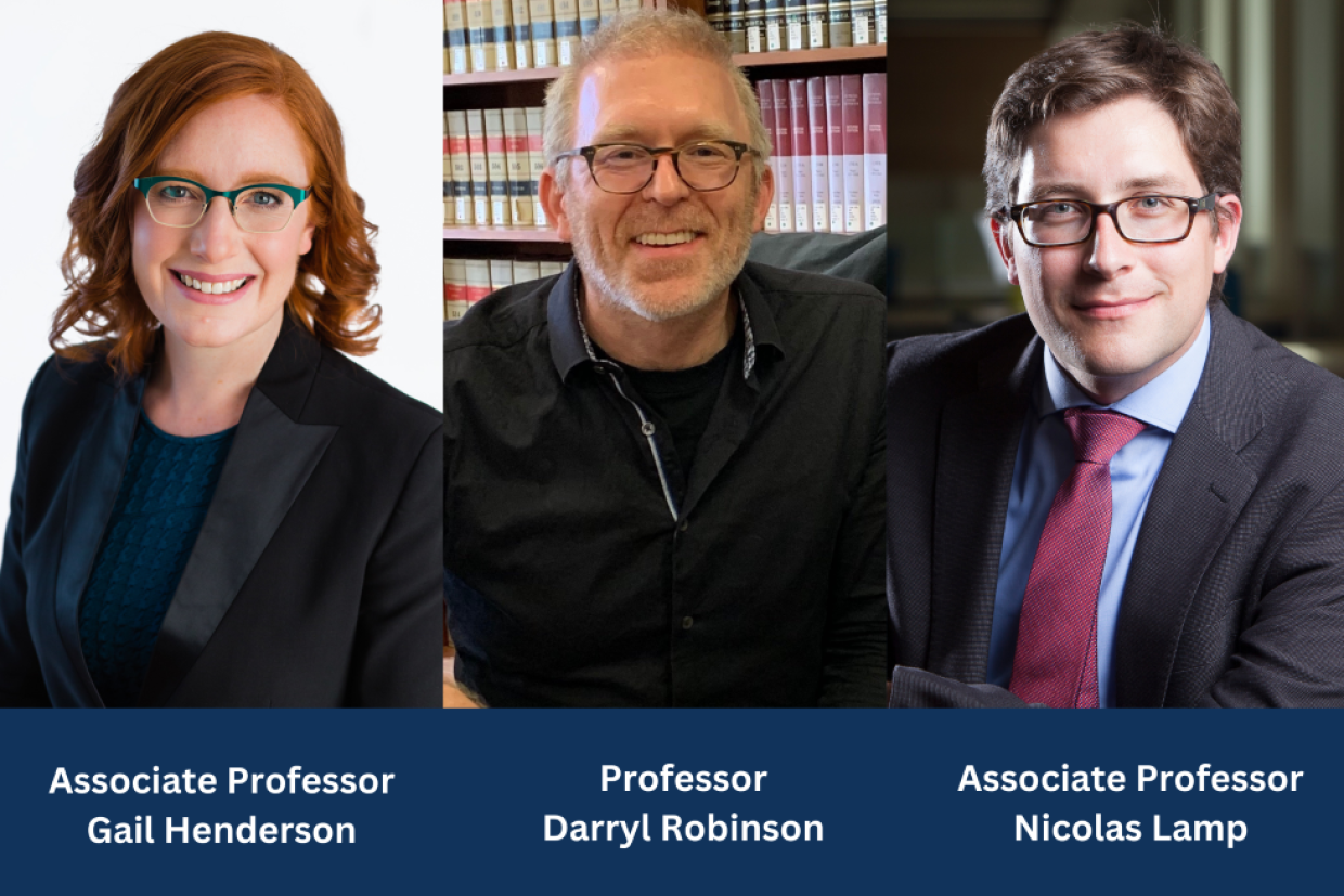 Photo of Law Speakers G. Henderson, D. Robinson and N. Lamp