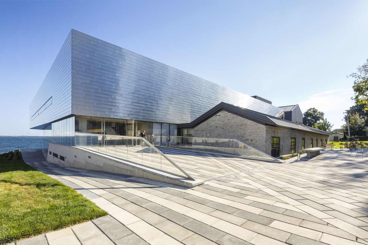 A view of the outside entrance of the Isabel Bader Centre. 