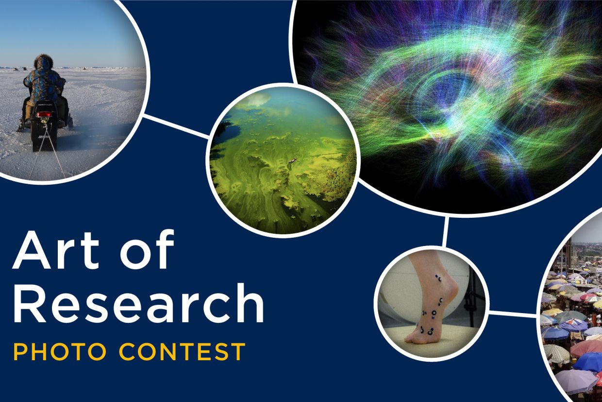 Art of research photo contest, different images from past contests featuring research at Queen's
